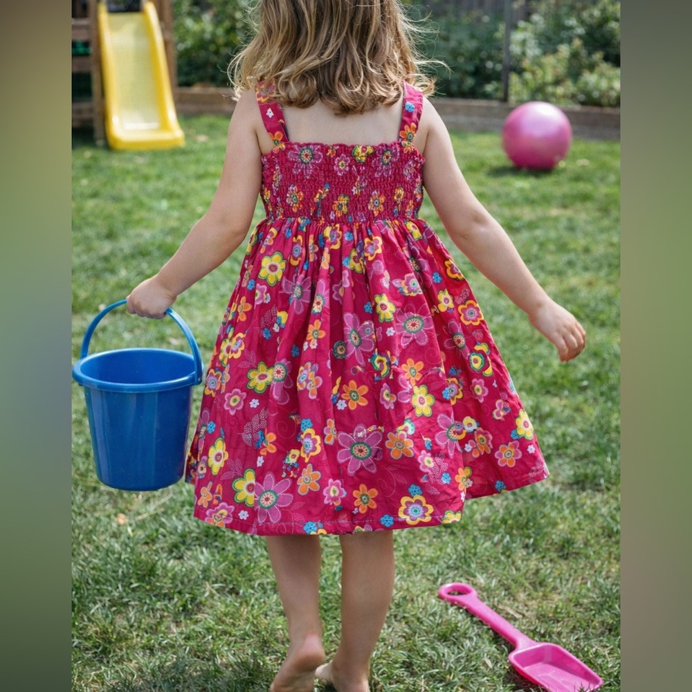 F&F Kids Floral Dress - Red with Multicolor Accents